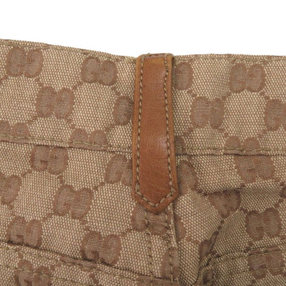 Gucci Vintage GG Canvas Leather Camel Beige Brown Gold 44 Pants Camel Beige X