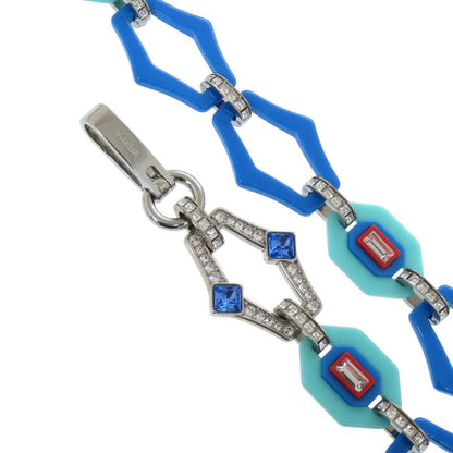 Prada Plastic Rhinestone Blue Shoulder Strap Blue Red