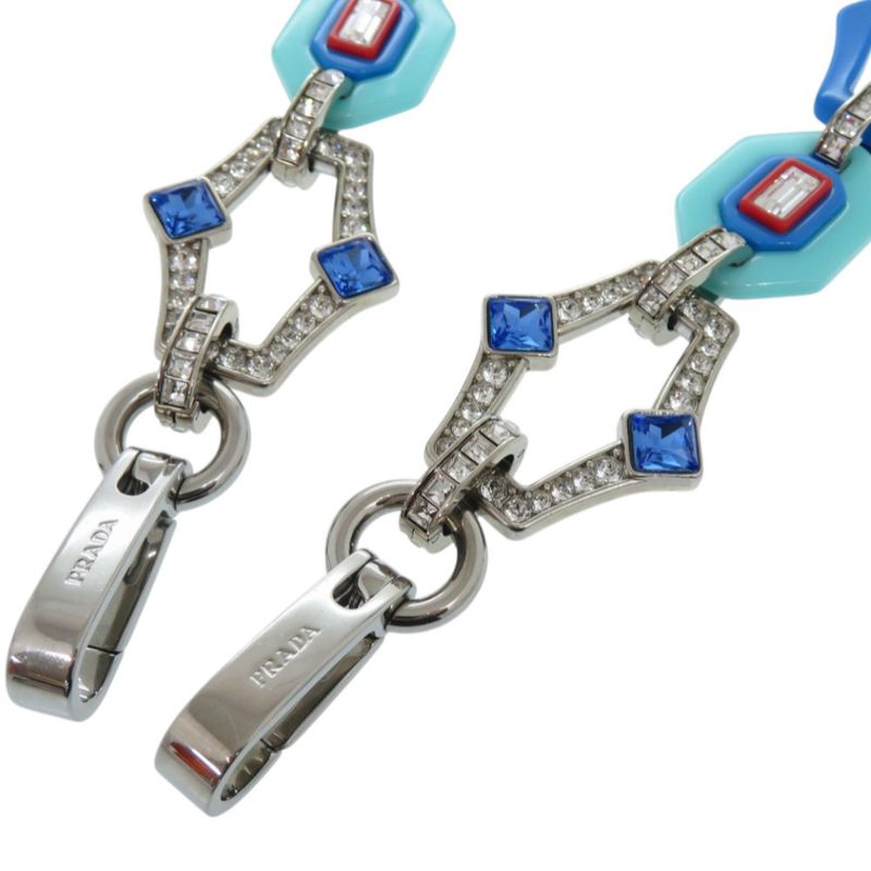 Prada Plastic Rhinestone Blue Shoulder Strap Blue Red