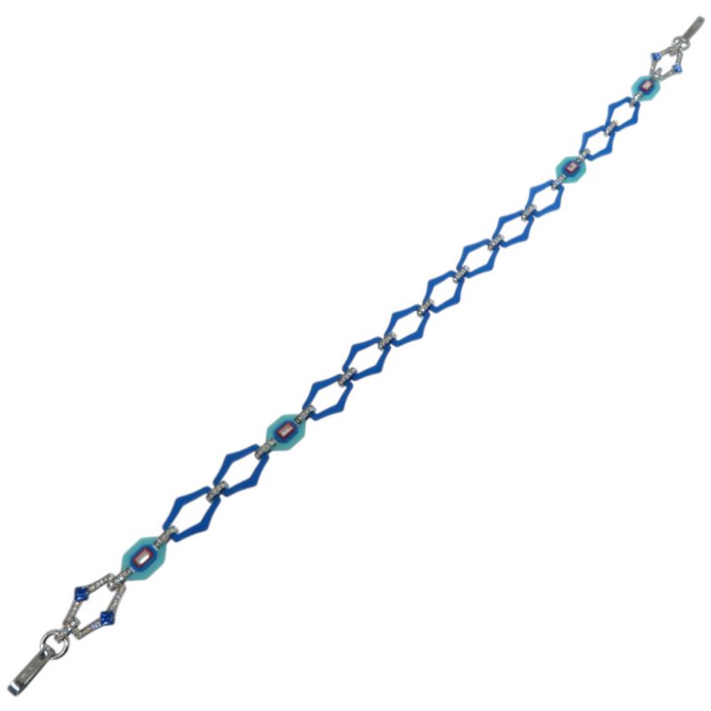 Prada Plastic Rhinestone Blue Shoulder Strap Blue Red