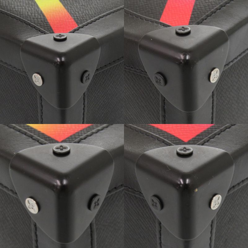 Louis Vuitton Soft Trunk Rainbow Color Taiga Leather Black Shoulder Bag [serial Number]