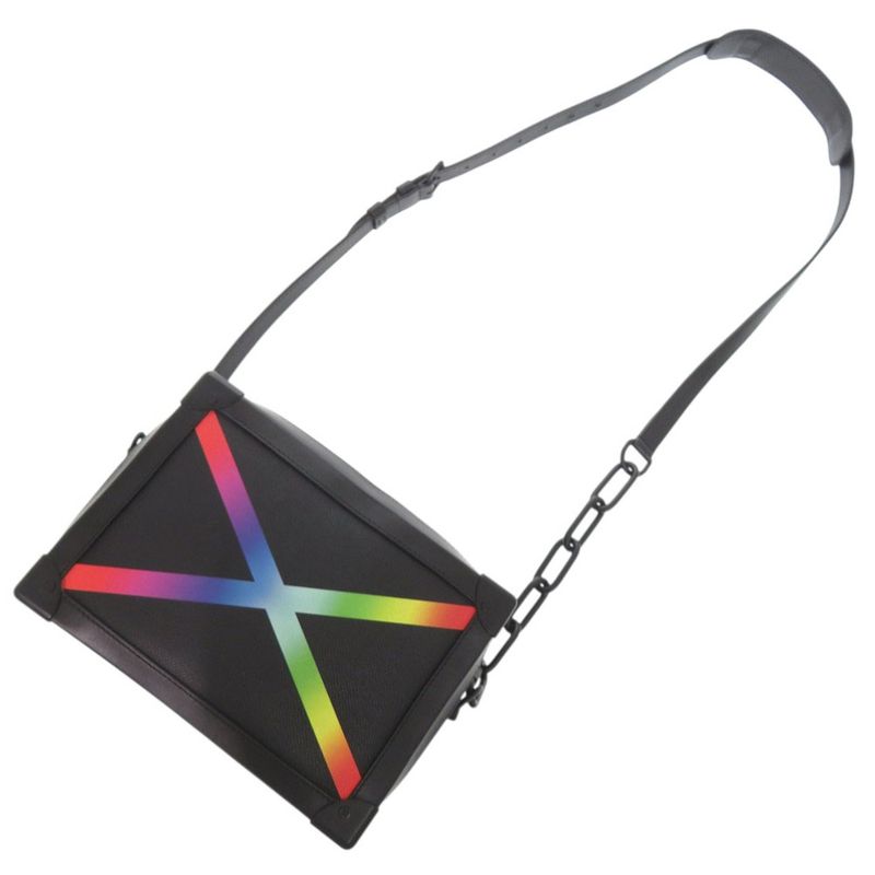 Louis Vuitton Soft Trunk Rainbow Color Taiga Leather Black Shoulder Bag [serial Number]