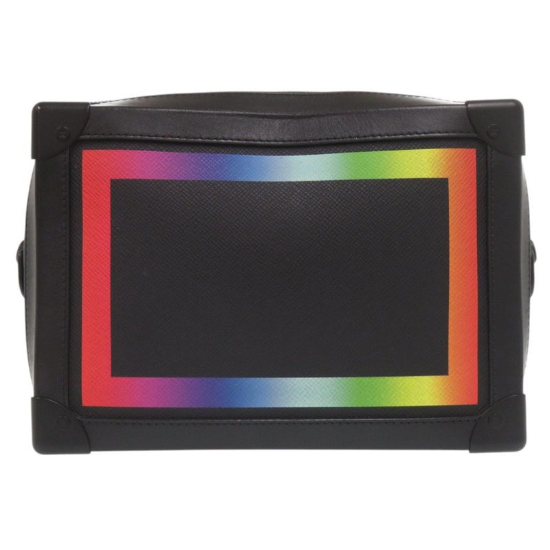 Louis Vuitton Soft Trunk Rainbow Color Taiga Leather Black Shoulder Bag [serial Number]