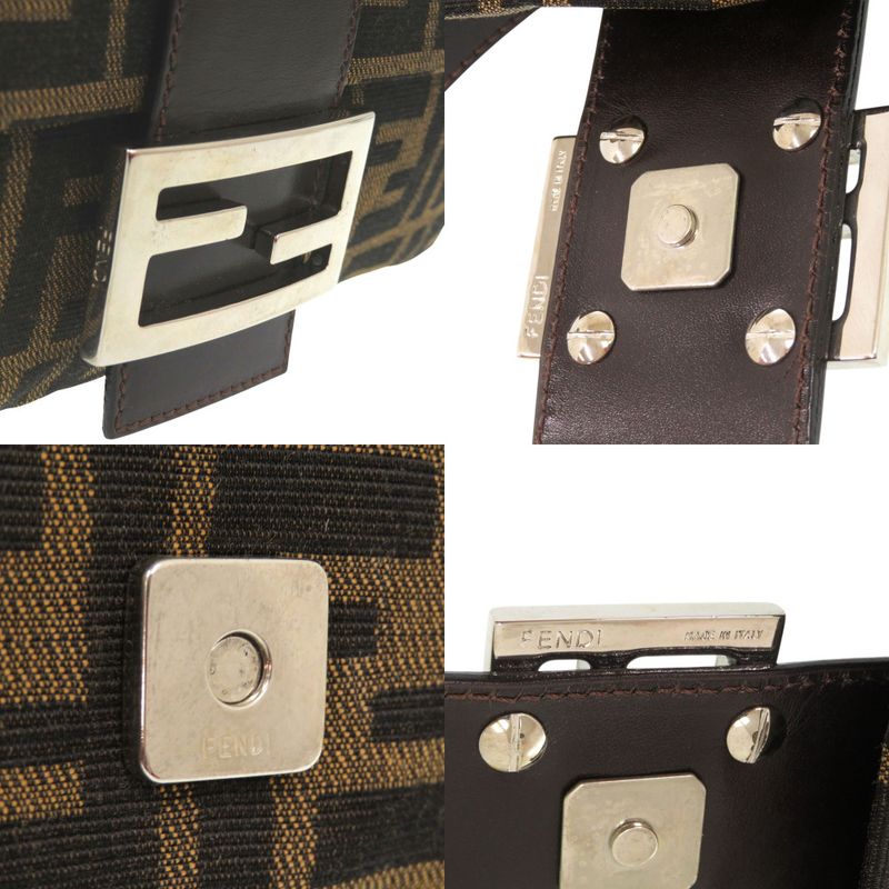 Fendi Zucca Pattern Mamma Bucket Leather Nylon Jacquard Brown Handbag