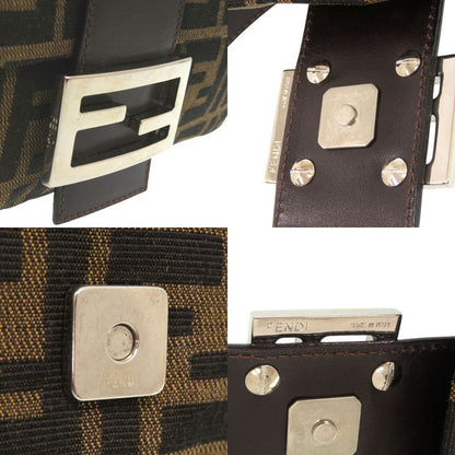 Fendi Zucca Pattern Mamma Bucket Leather Nylon Jacquard Brown Handbag