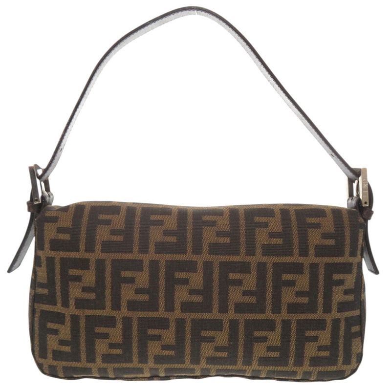 Fendi Zucca Pattern Mamma Bucket Leather Nylon Jacquard Brown Handbag