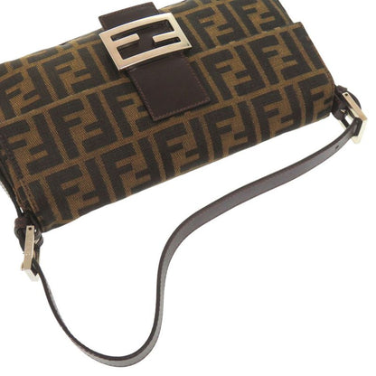 Fendi Zucca Pattern Mamma Bucket Leather Nylon Jacquard Brown Handbag