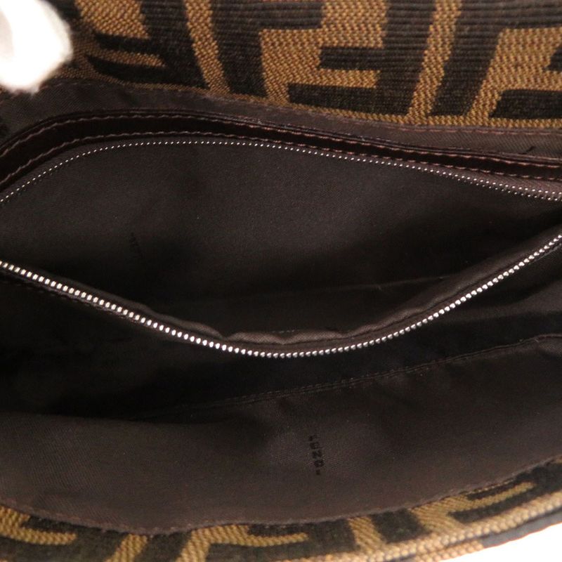Fendi Zucca Pattern Mamma Bucket Leather Nylon Jacquard Brown Handbag