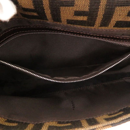 Fendi Zucca Pattern Mamma Bucket Leather Nylon Jacquard Brown Handbag