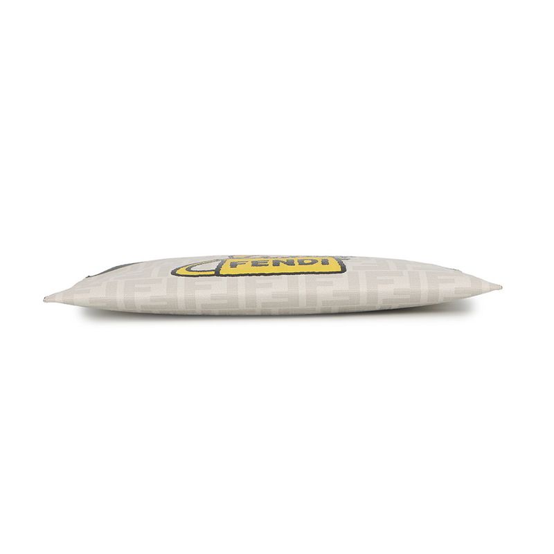Fendi Clutch Taro Out Collaboration Zucca Pattern Leather White Yellowblack