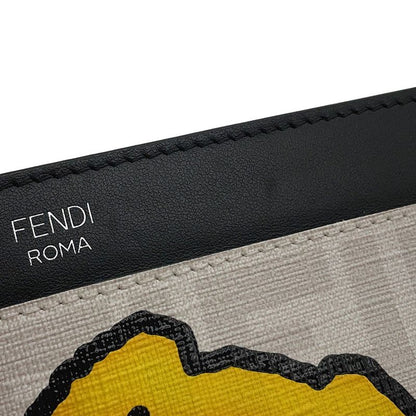 Fendi Clutch Taro Out Collaboration Zucca Pattern Leather White Yellowblack
