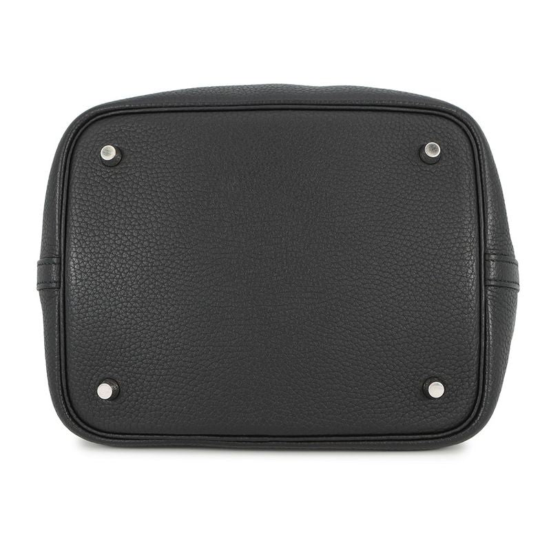 Hermes Handbag Picotin Lock MM Black Silver Taurillon Clemence
