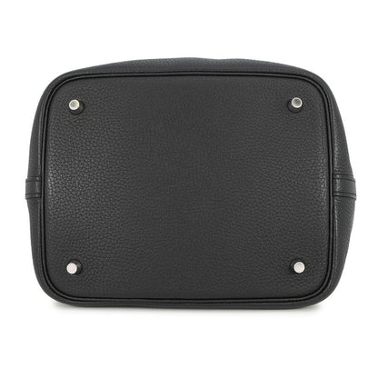 Hermes Handbag Picotin Lock MM Black Silver Taurillon Clemence