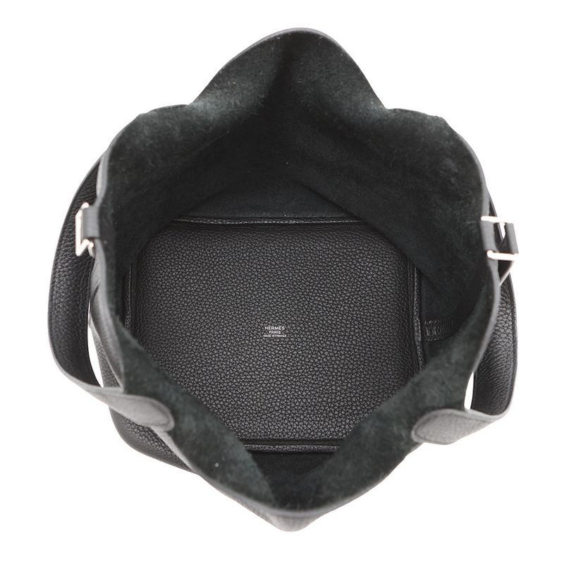 Hermes Handbag Picotin Lock MM Black Silver Taurillon Clemence