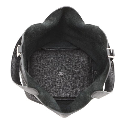 Hermes Handbag Picotin Lock MM Black Silver Taurillon Clemence