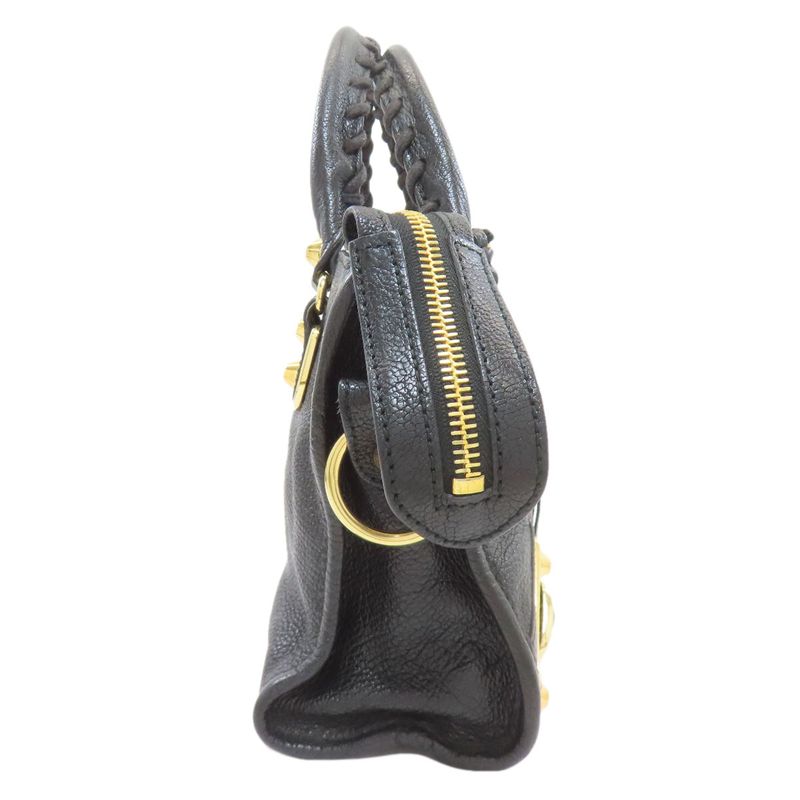 Balenciaga Classic Metallic Edge Mini City 2-Way Handbag Black