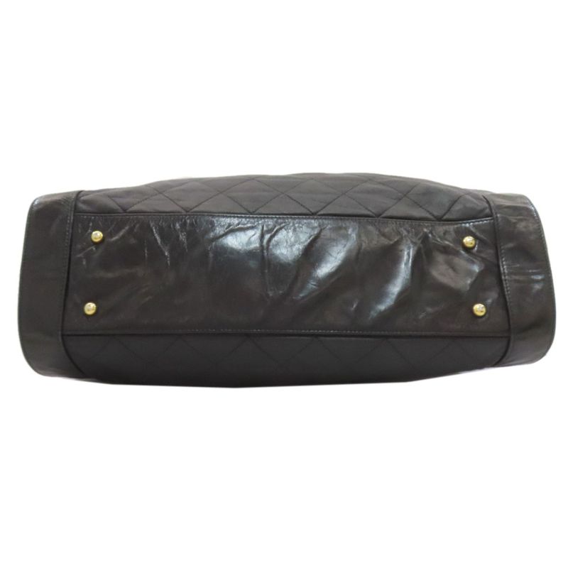 Chanel Quilted CC Logo Gold 2-Way Shoulder Bag Black