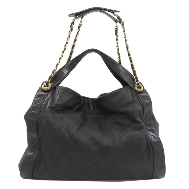 Chanel Quilted CC Logo Gold 2-Way Shoulder Bag Black