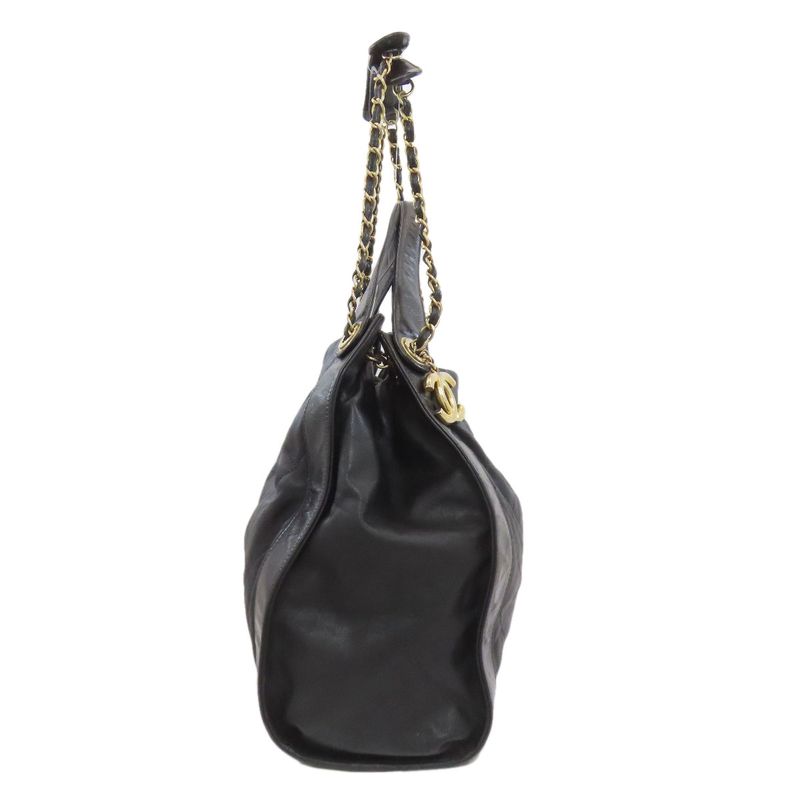 Chanel Quilted CC Logo Gold 2-Way Shoulder Bag Black