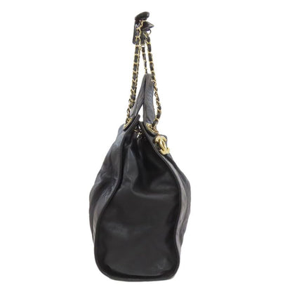 Chanel Quilted CC Logo Gold 2-Way Shoulder Bag Black