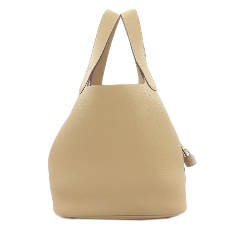 Hermes Picotin Lock MM Silver Handbag Beige