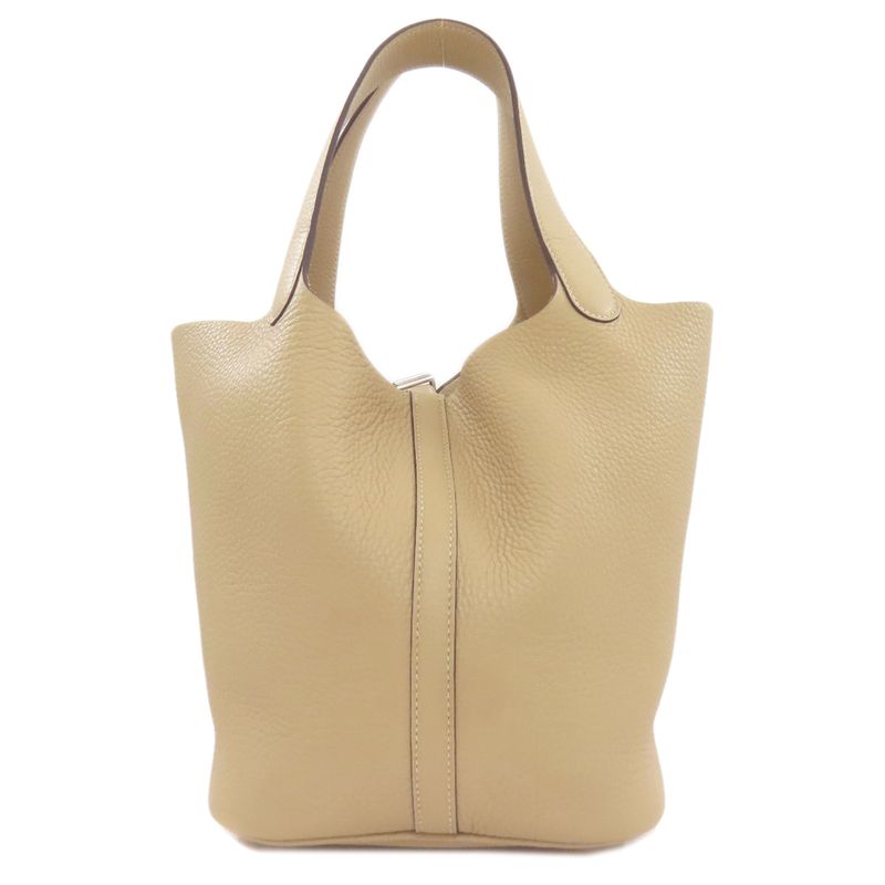 Hermes Picotin Lock MM Silver Handbag Beige