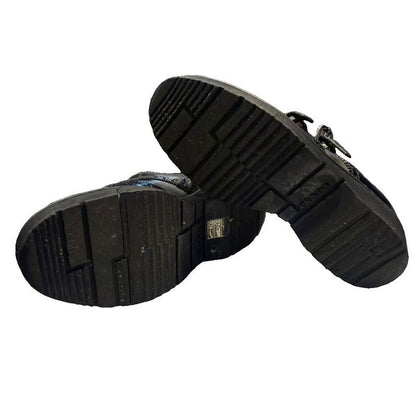 Prada Sport Leather Shoes Monk Strap Wing Tip Bicolor Sneakers 37 Black