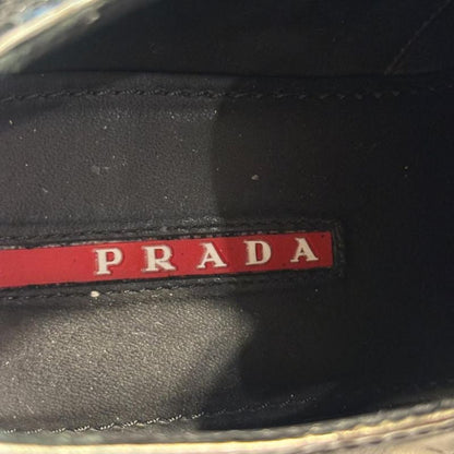 Prada Sport Leather Shoes Monk Strap Wing Tip Bicolor Sneakers 37 Black