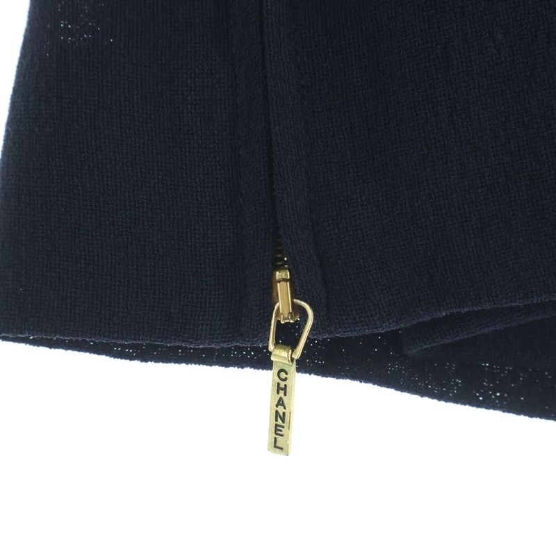 Chanel Zip Skirt Navy Wool