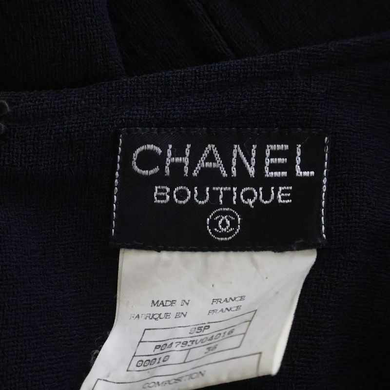 Chanel Zip Skirt Navy Wool