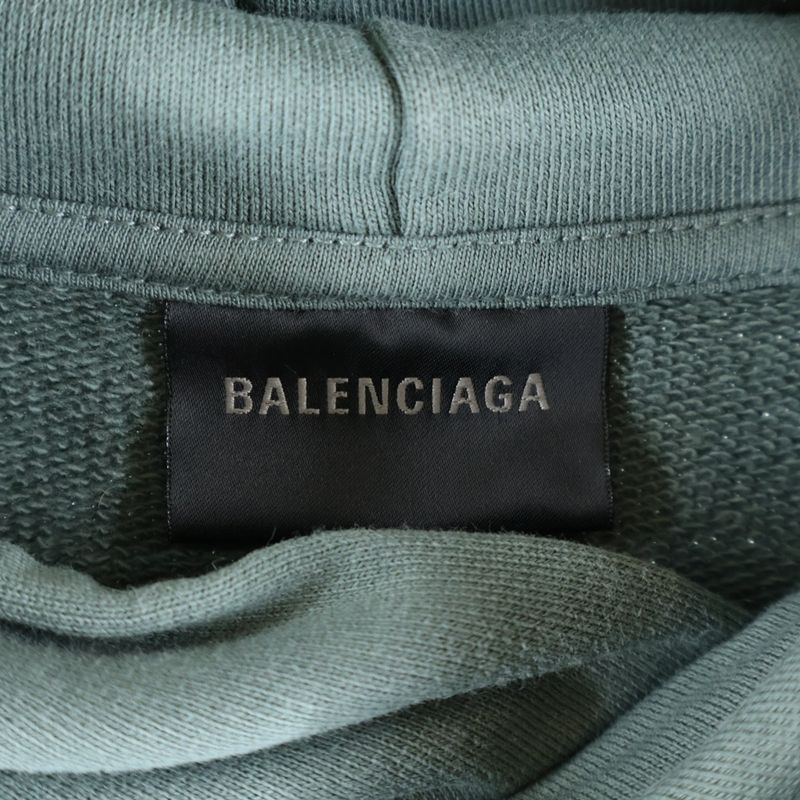 Balenciaga Mirror Logo Print Pullover Sweatshirt Hoodie Gray Sweater