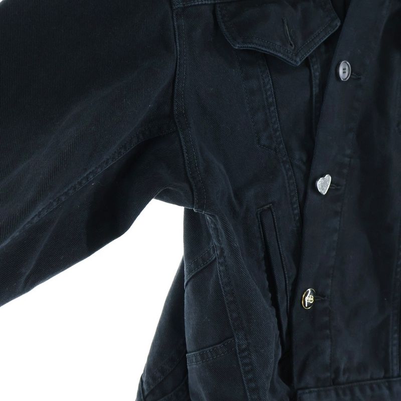 Balenciaga Hook Detail Hooded Denim Jacket Black