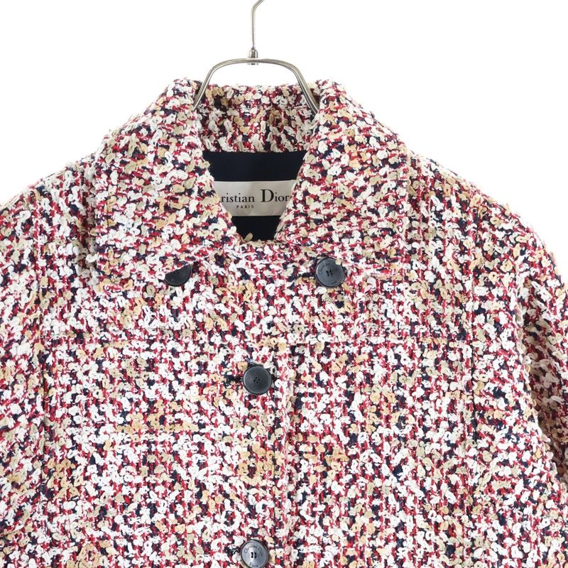 Dior Logo Button Long Tweed Jacket