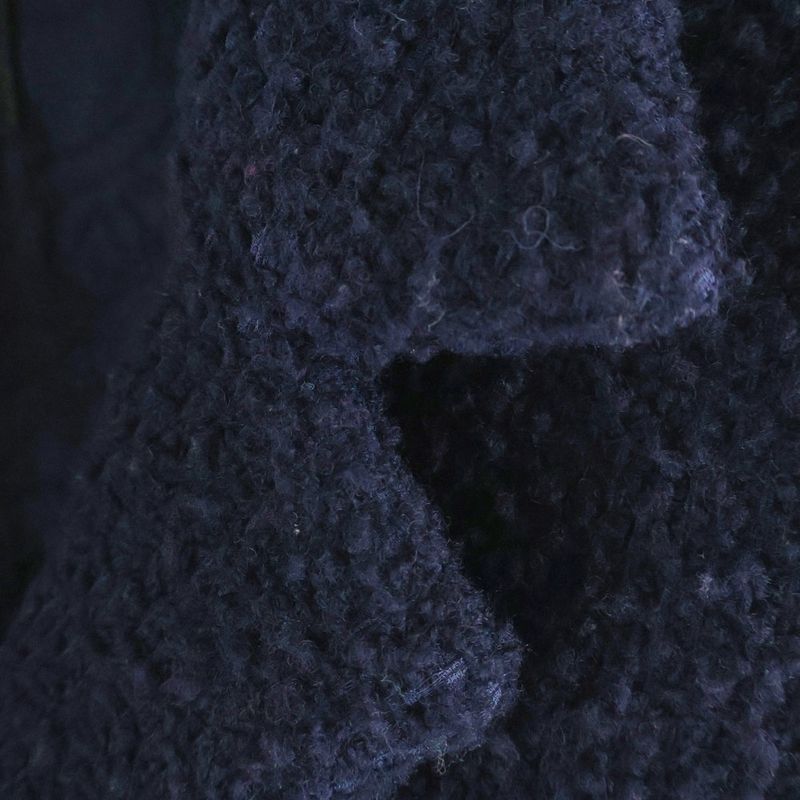 Chanel Camellia Button Tweed Jacket Navy Wool