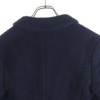 Chanel Camellia Button Tweed Jacket Navy Wool