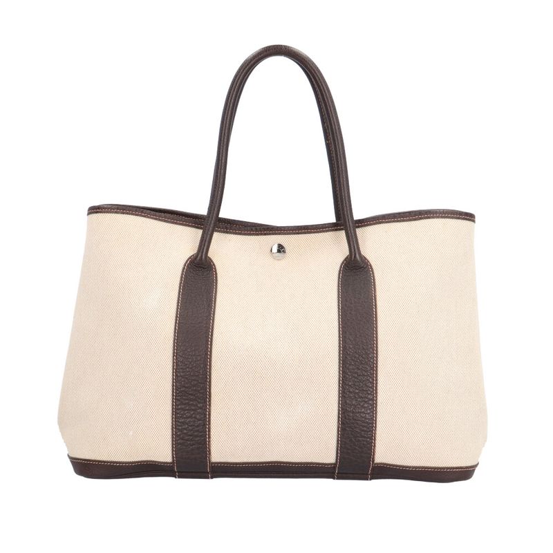 Hermes Garden Party PM Tote Toile Ash Beige Brown