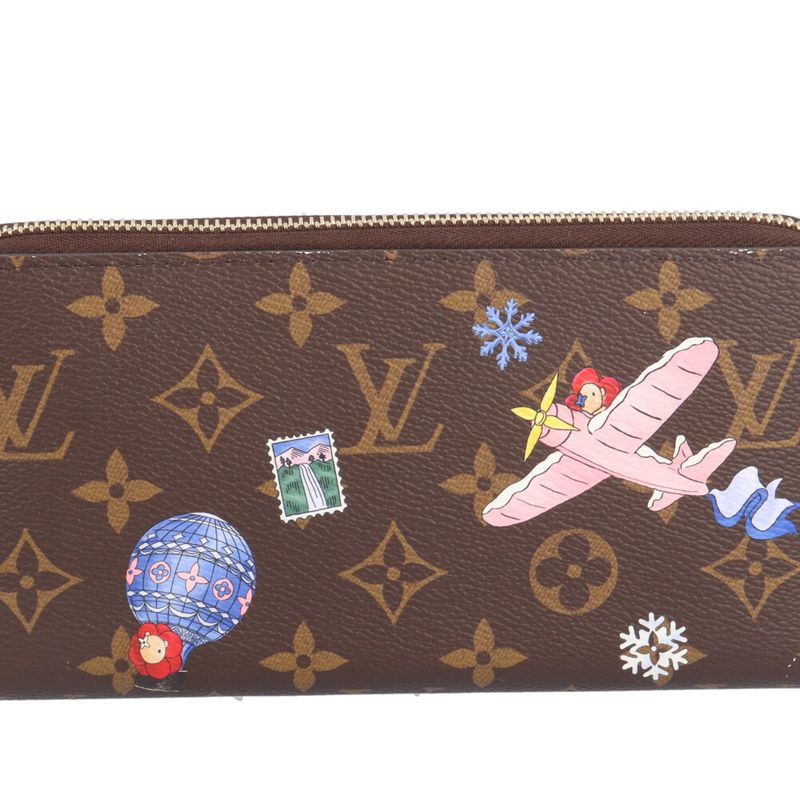 Louis Vuitton Vivienne Winter Travel Zippy Wallet Monogram Brown Multicolor