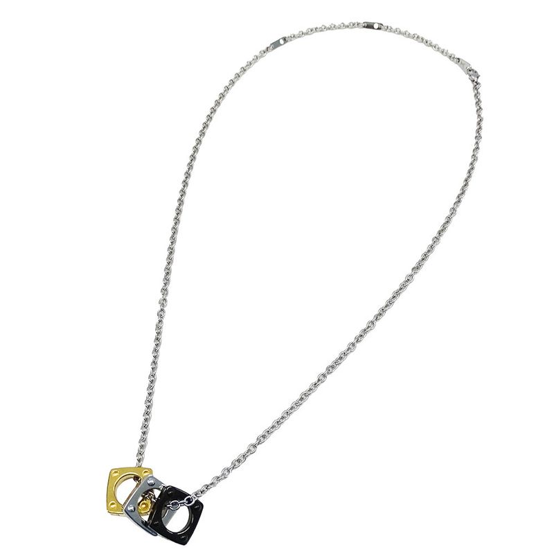 Louis Vuitton Necklace Metal Pendant Monogram Gold Silver