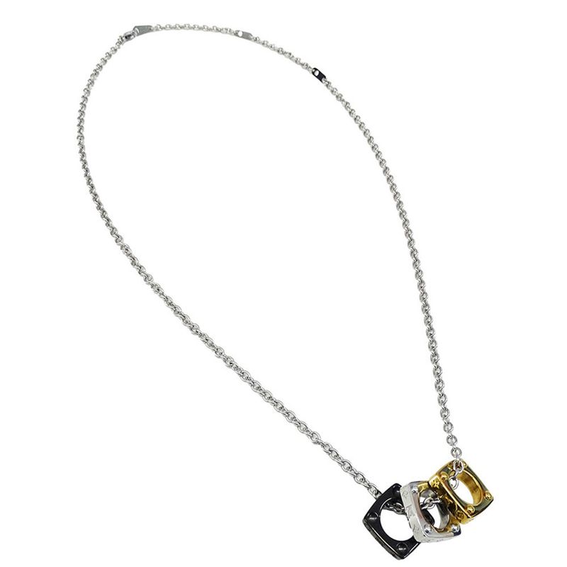 Louis Vuitton Necklace Metal Pendant Monogram Gold Silver