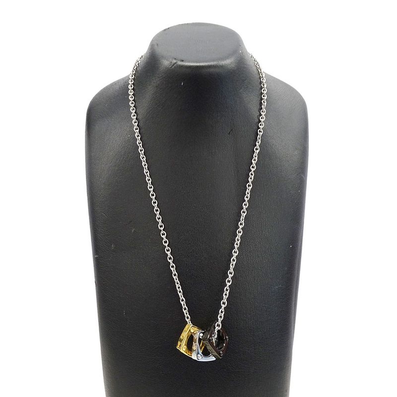 Louis Vuitton Necklace Metal Pendant Monogram Gold Silver