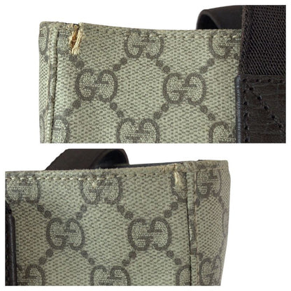 Gucci GG Pattern Khaki Dark Brown Supreme Canvas Leather Tote