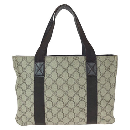 Gucci GG Pattern Khaki Dark Brown Supreme Canvas Leather Tote