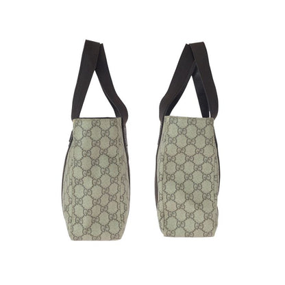 Gucci GG Pattern Khaki Dark Brown Supreme Canvas Leather Tote