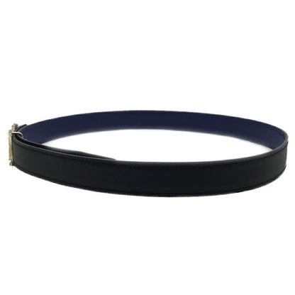 Hermes Constance Belt Logo Black Navy Silver Swift Veau