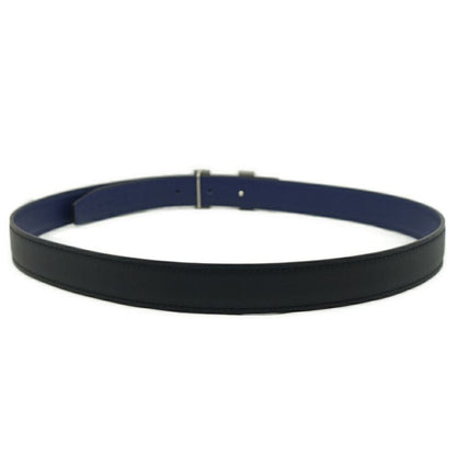 Hermes Constance Belt Logo Black Navy Silver Swift Veau