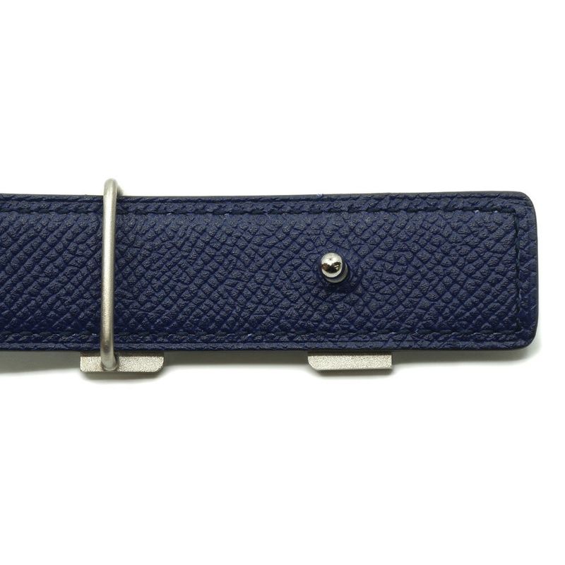 Hermes Constance Belt Logo Black Navy Silver Swift Veau