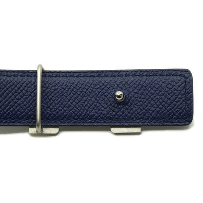 Hermes Constance Belt Logo Black Navy Silver Swift Veau