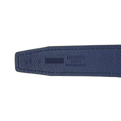 Hermes Constance Belt Logo Black Navy Silver Swift Veau