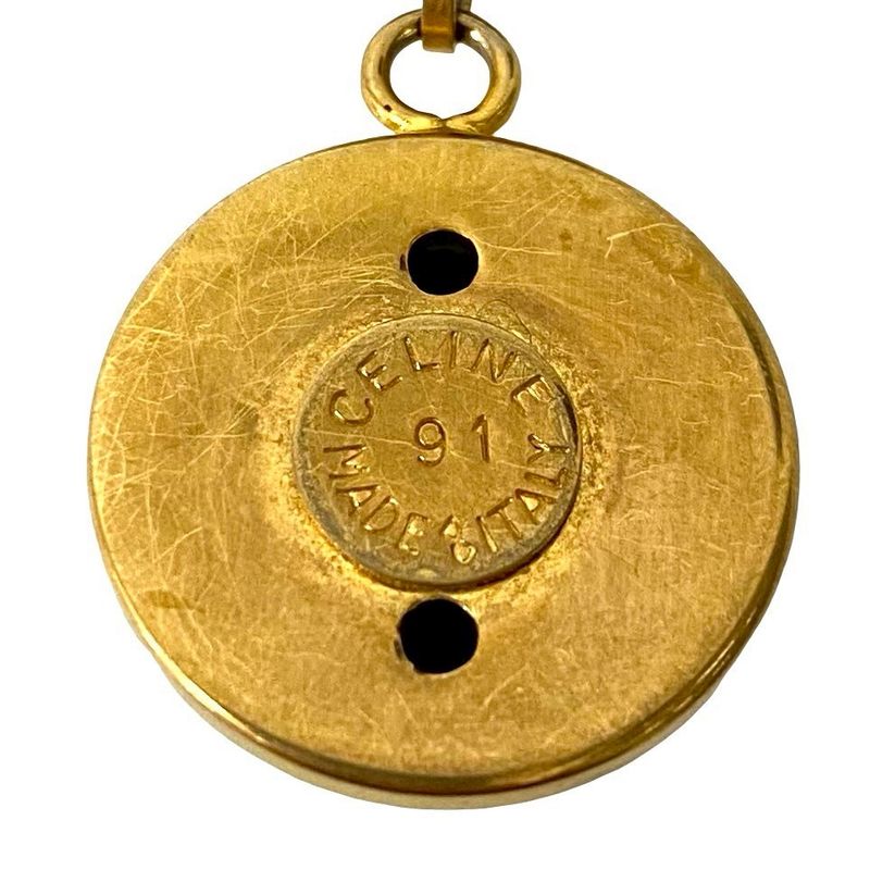 Celine Vintage Star Ball Logo Motif Chain Necklace Pendant Gold