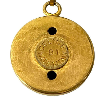 Celine Vintage Star Ball Logo Motif Chain Necklace Pendant Gold